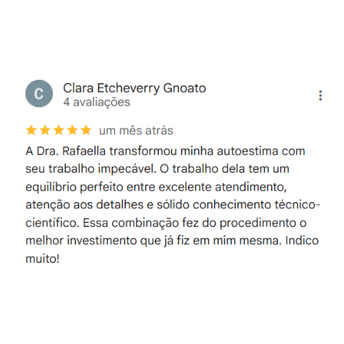 Depoimento Google Dra. Rafaella Castilho